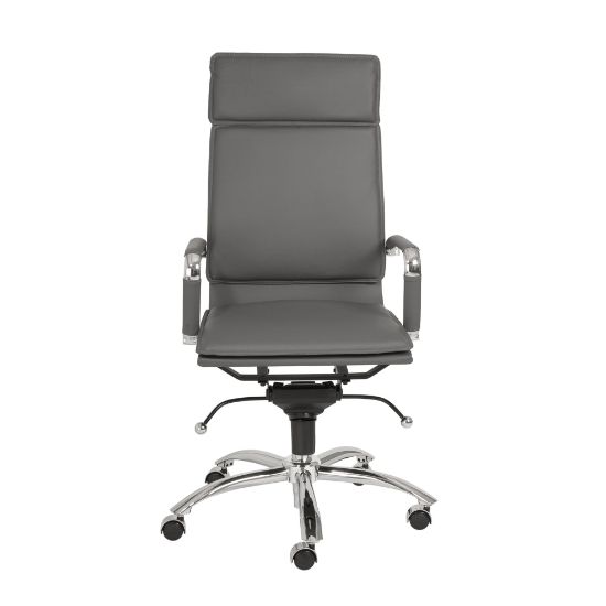 Picture of Eurostyle Gunar Pro Faux Leather High-Back Commercial Office Chair, Chrome/Gray