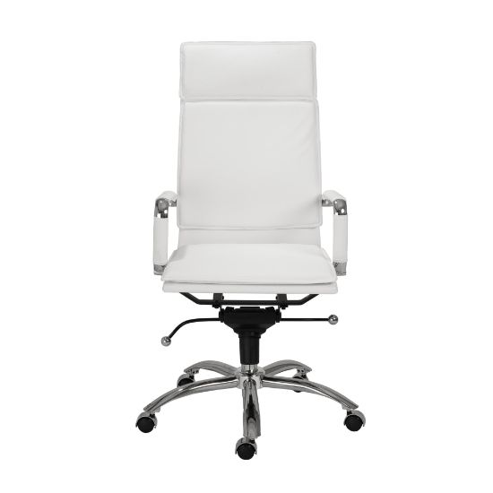 Picture of Eurostyle Gunar Pro Faux Leather High-Back Commercial Office Chair, Chrome/White