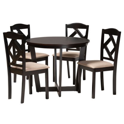 Picture of Baxton Studio Morigan 5-Piece Dining Set, Sand/Dark Brown