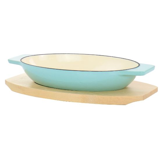 Picture of Martha Stewart Cast Iron Casserole Trivet Set, Aqua