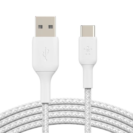 Picture of Belkin BoostCharge Braided USB-A to USB-C Power Cable, 3.3ft, White