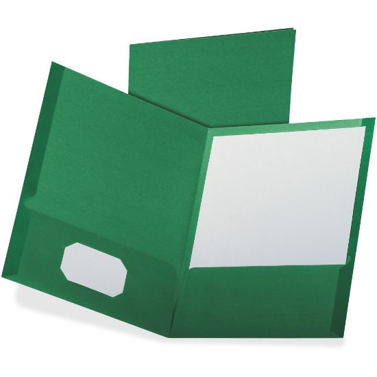 Picture of Oxford Letter Recycled Pocket Folder - 8 1/2in x 11in - 100 Sheet Capacity - 2 Pocket(s) - Dark Green - 35% Recycled - 25 / Box