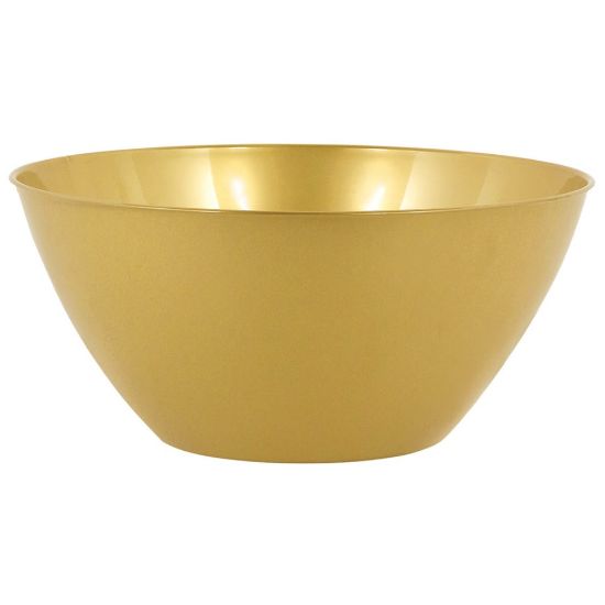 Picture of Amscan 5-Quart Plastic Bowls, 11in x 6in, Gold, Set Of 5 Bowls