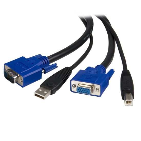 Picture of StarTech.com 10 ft 2-in-1 Universal USB KVM Cable - Video / USB cable - HD-15, 4 pin USB Type B (M) - 4 pin USB Type A, HD-15 - 10 - 10ft