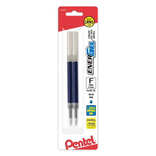 Picture of Pentel EnerGel Liquid Gel Pen Refills, Needle Point, 0.5 mm, Blue Ink, Pack Of 2