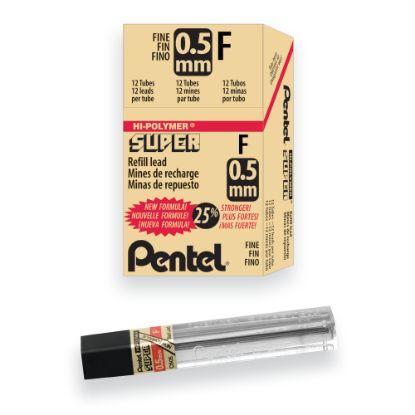 Picture of Pentel Super Hi-Polymer Leads, 0.5 mm, F, Medium, 12 Leads Per Tube