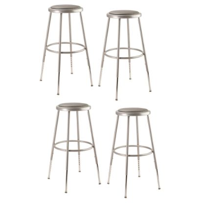 Picture of National Public Seating Adjustable Vinyl-Padded Stools, 25 - 32 1/2inH, Gray, Set Of 4