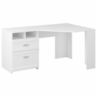 Picture of Bush Business Furniture Wheaton 60inW Reversible Corner Desk With Storage, Pure White, Standard Delivery