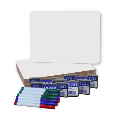 Picture of Flipside Products Magnetic Dry-Erase Boards, 9in x 12in, with Colored Pens & Erasers, Set of 12