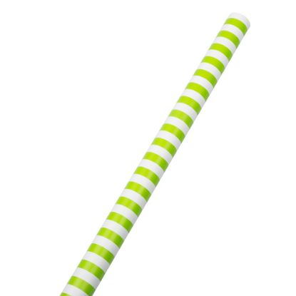 Picture of JAM Paper Wrapping Paper, Stripe, 25 Sq Ft, Lime Green/White