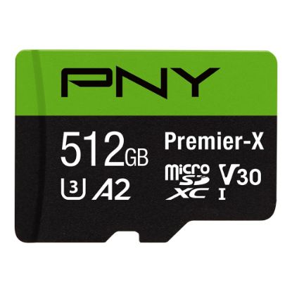 Picture of PNY Premier-X Class 10 U3 V30 100 Mbps microSDXC Flash Memory Card, 512GB