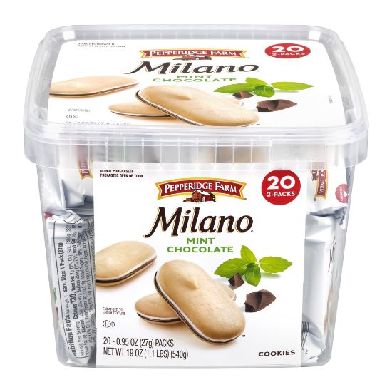 Picture of Pepperidge Farm Milano Mint Chocolate Cookies, 0.95 Oz, 2 Cookies Per Pack, Box Of 20 Packs