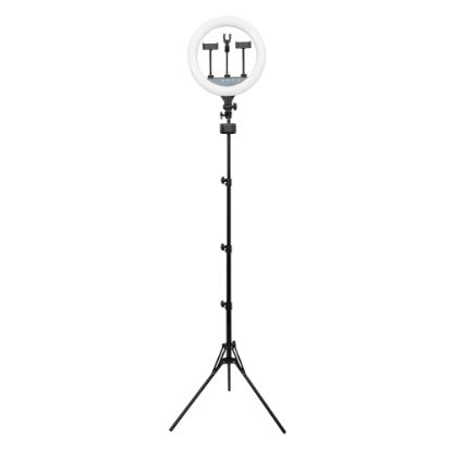 Picture of Realspace 14in LED Ring Light On Tripod Stand With 4 Mounts And Bluetooth Controller, Adjustable, 94-1/2inH, Black