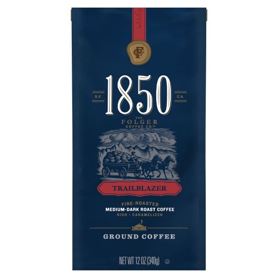 Picture of Folgers 1850 Ground Coffee, Medium-Dark Roast, TraiLb Perlazer, 12 Oz Per Bag, Carton Of 6 Bags