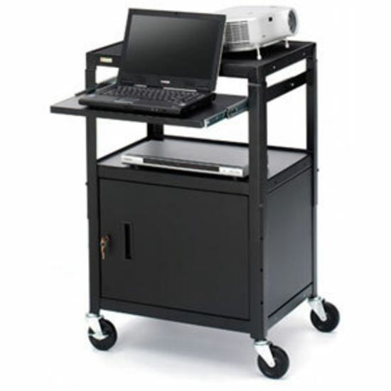 Picture of Bretford CA2642NSE Adjustable Height Multipurpose Cart with Cabinet - Steel, Steel, Steel - Black