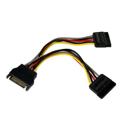 Picture of StarTech.com 6in SATA Power Y Splitter Cable Adapter - Add an extra SATA power outlet to your Power Supply - sata power splitter - 6in sata power cable - 6in sata power y cable -6in sata power adapter cable