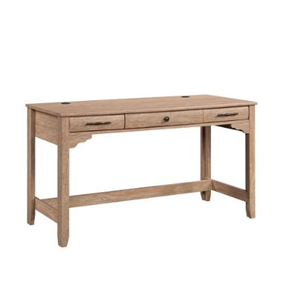 Picture of Sauder Rollingwood 54inW Writing/Computer Desk With Keyboard And Storage Drawers, Brushed Oak