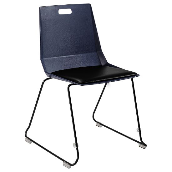 Picture of National Public Seating LuvraFlex Polypropylene Stacking Chairs, Blue/Black Padded/Black, Pack Of 4 Chairs