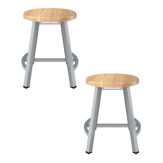 Picture of National Public Seating Titan Stools, 18inH, Wood/Gray, Pack Of 2 Stools