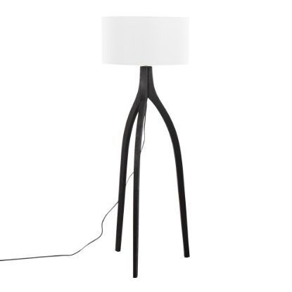 Picture of LumiSource Wishbone Floor Lamp, 54-3/4inH, White/Black