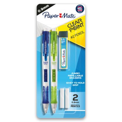 Picture of Paper Mate Clearpoint Mechanical Pencil Starter Set, 0.9mm, #2 Lead, Assorted Barrel Colors, Pack Of 2