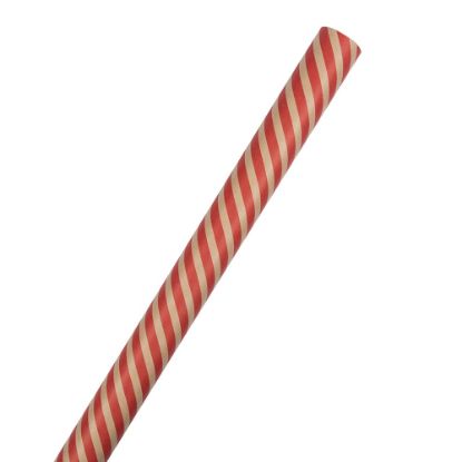 Picture of JAM Paper Wrapping Paper, Kraft, 25 Sq Ft, Brown/Red Stripes