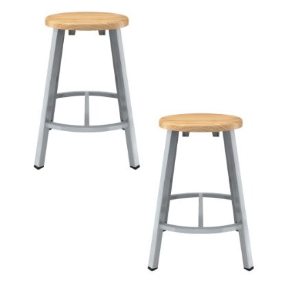 Picture of National Public Seating Titan Stools, 24inH, Wood/Gray, Pack Of 2 Stools