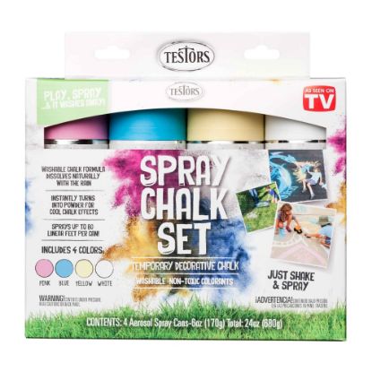 Picture of Testors Spray Chalk, 6 Oz, Assorted Colors, Set Of 4 Cans