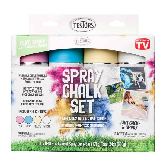 Picture of Testors Spray Chalk, 6 Oz, Assorted Colors, Set Of 4 Cans