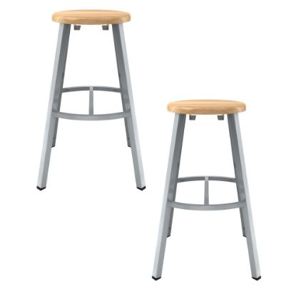 Picture of National Public Seating Titan Stools, 30inH, Wood/Gray, Pack Of 2 Stools