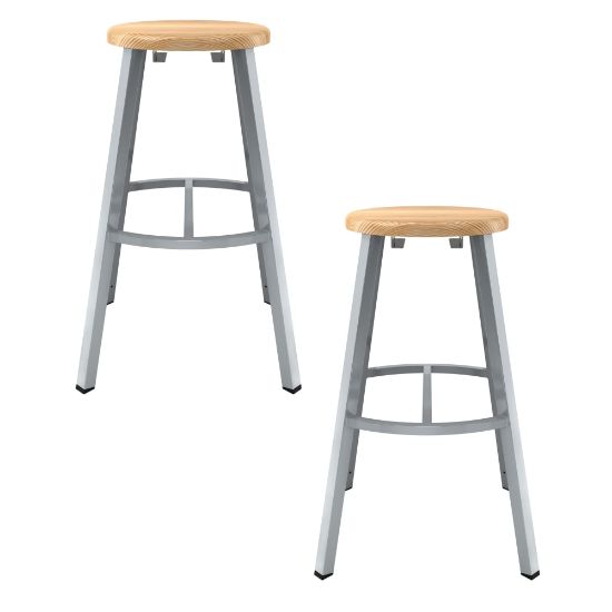 Picture of National Public Seating Titan Stools, 30inH, Wood/Gray, Pack Of 2 Stools