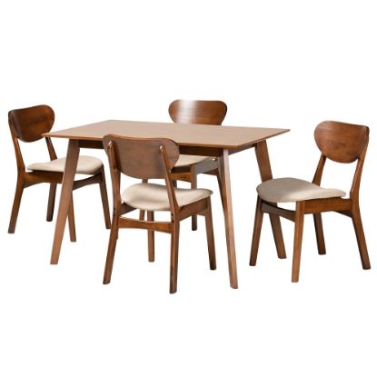 Picture of Baxton Studio Katya 5-Piece Dining Set, Sand/Walnut Brown