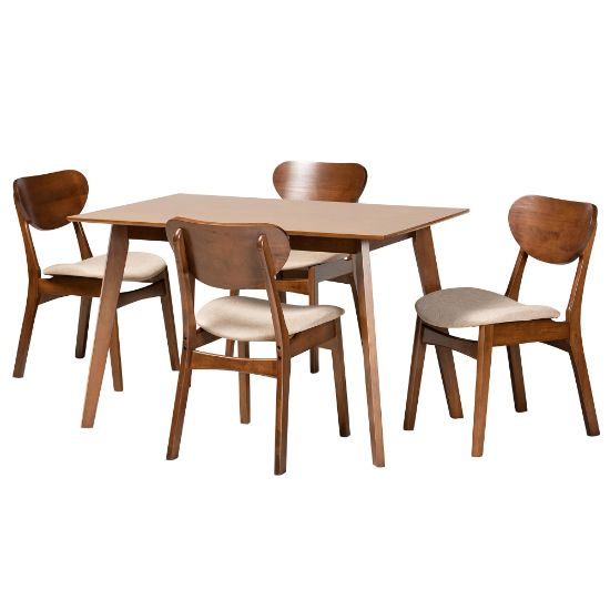 Picture of Baxton Studio Katya 5-Piece Dining Set, Sand/Walnut Brown