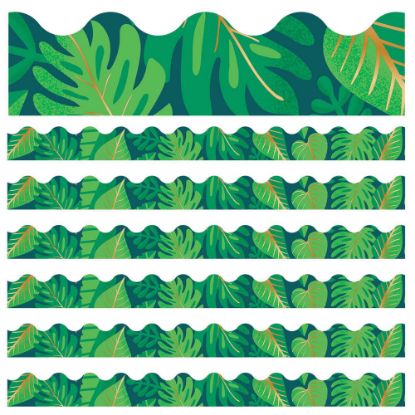 Picture of Carson Dellosa Education Scalloped Border, One World Tropical Leaves, 39ft Per Pack, Set Of 6 Packs