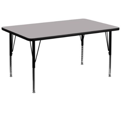 Picture of Flash Furniture 72inW Rectangular Thermal Laminate Activity Table With Short Height-Adjustable Legs, Gray