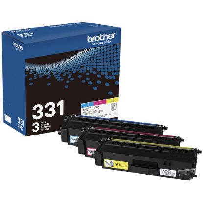 Picture of Brother TN331 Cyan; Magenta; Yellow Toner Cartridges, Pack Of 3, TN3313PK