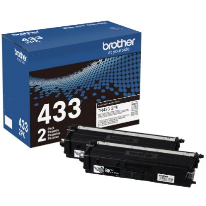 Picture of Brother TN-433 Black High Yield Toner Cartridges, Pack Of 2, TN-433BK