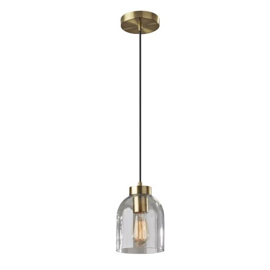 Picture of Adesso Bristol Pendant Lamp, 8inH x 6inW, Clear Shade/Antique Brass Base