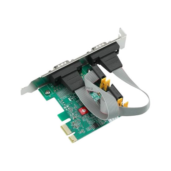 Picture of SIIG DP Cyber 2S PCIe Card - Serial adapter - PCIe 2.0 low profile - RS-232 x 2 - green