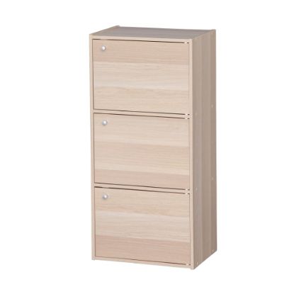 Picture of IRIS 35inH 3-Door Storage-Shelf, Light Brown