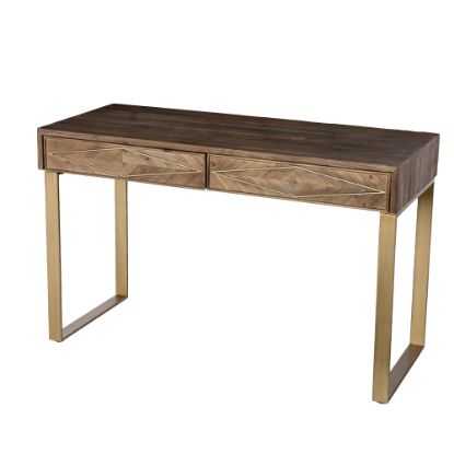 Picture of SEI Furniture Astorland 48inW Reclaimed Wood Writing Desk With Storage, Natural/Antique Brass