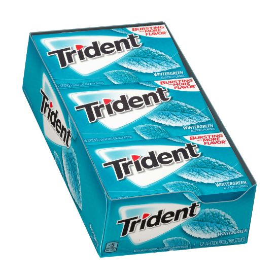 Picture of Trident Sugar-Free Wintergreen Gum, 14 Pieces Per Pack, Box Of 12 Packs