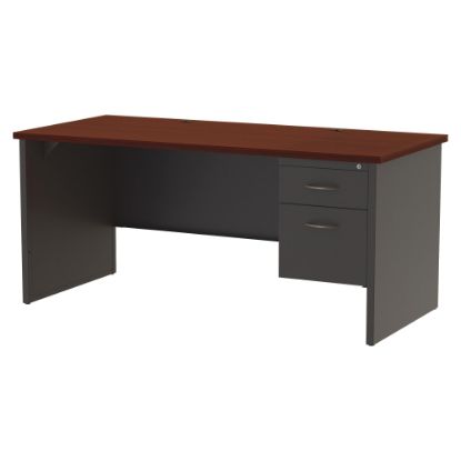 Picture of WorkPro Modular 66inW Right-Pedestal Computer Desk, Charcoal/Mahogany