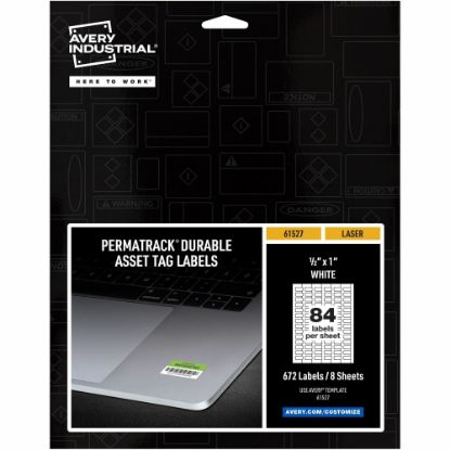 Picture of Avery PermaTrack Durable White Asset Tag Labels, 1/2in x 1in , 672 Asset Tags - 1/2in Width x 1in Length - Permanent Adhesive - Rectangle - Laser - White - Film - 84 / Sheet - 8 Total Sheets - 672 Total Label(s) - 5 - Water Resistant