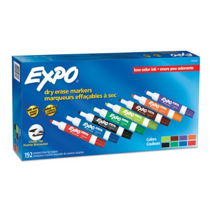 Picture of EXPO Low-Odor Dry-Erase Markers, Chisel Tip, Assorted Colors, Pack Of 192