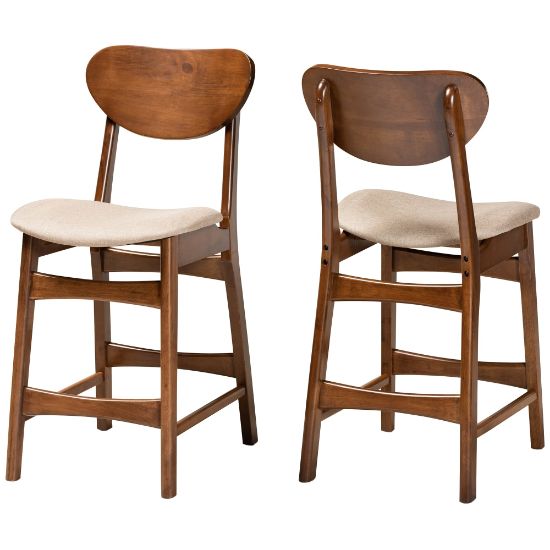 Picture of Baxton Studio Katya Counter Stools, Sand/Walnut, Set Of 2 Stools