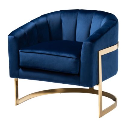 Picture of Baxton Studio 9264 Glam Lounge Chair, Dark Royal Blue