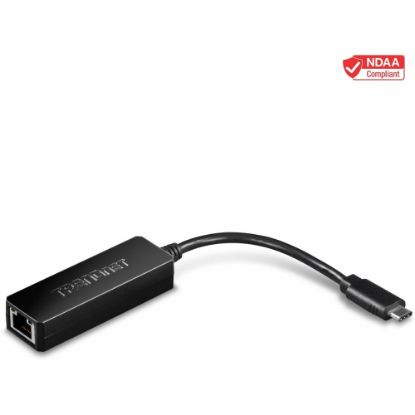 Picture of TRENDnet USB Type-C to Gigabit Ethernet LAN Wired Network Adapter for Windows & Mac; Compatible with Windows 10; and Mac OS X 10.6 and Above; Energy Saving; 5 inch length; TUC-ETG - USB-C to Gigabit Ethernet Adapter