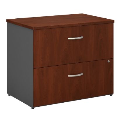 Picture of Bush Business Furniture Components 35-2/3inW x 23-3/10inD Lateral 2-Drawer File Cabinet, Hansen Cherry/Graphite Gray, Standard Delivery