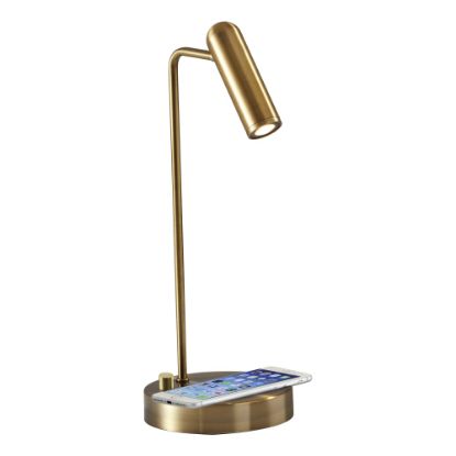 Picture of Adesso Kaye AdessoCharge LED Desk Lamp, 16-1/2inH, Brass Shade/Brass Base